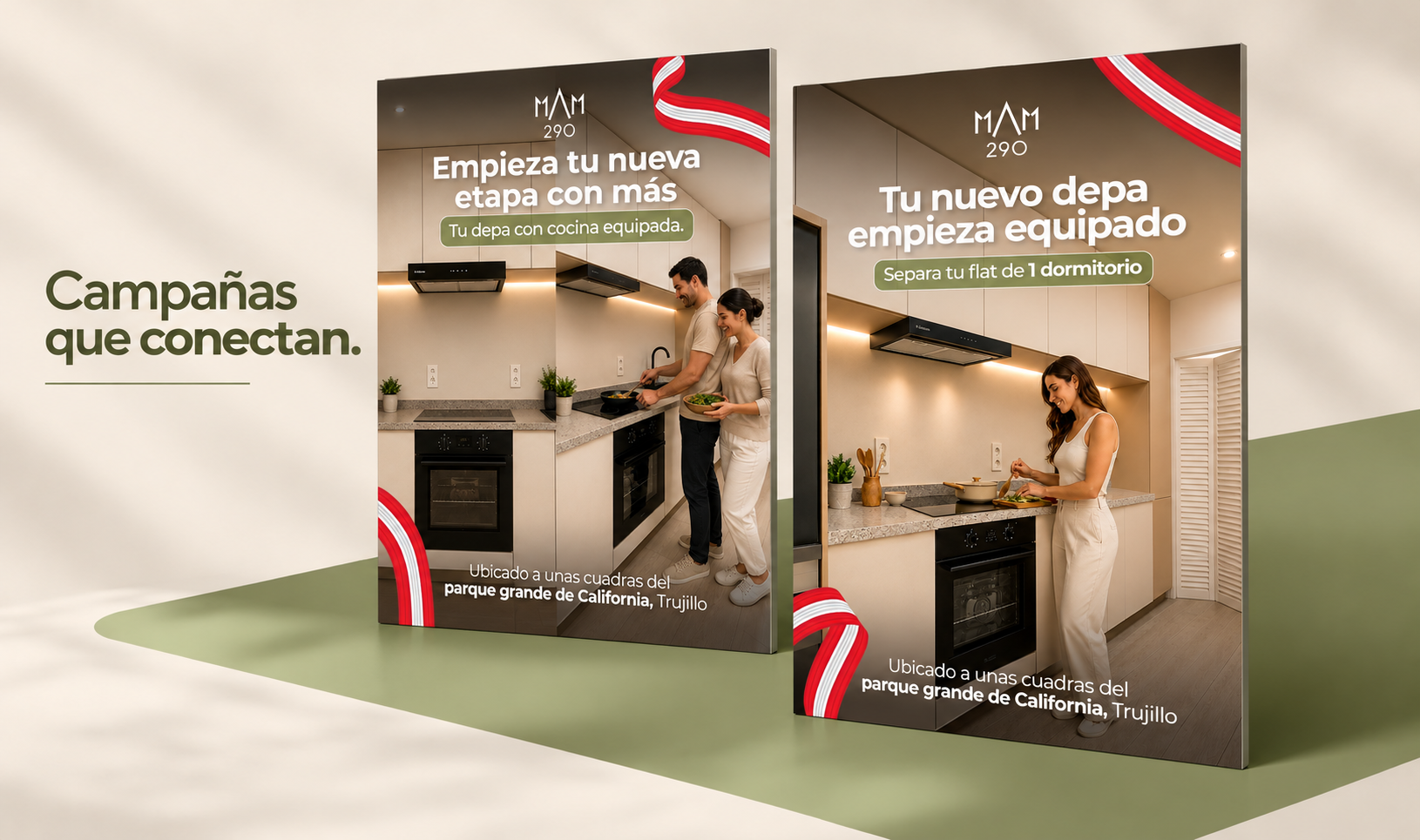 Campaña digital de julio de MAM 290 sobre departamentos con cocina equipada