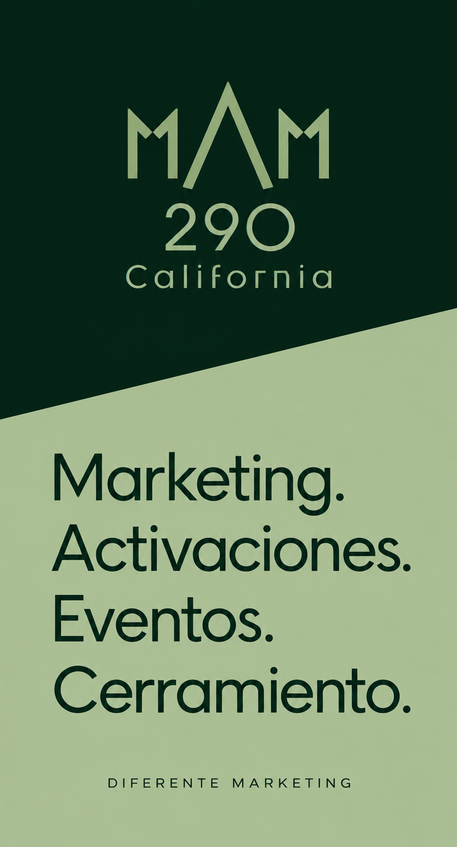 Póster editorial verde de MAM 290 California