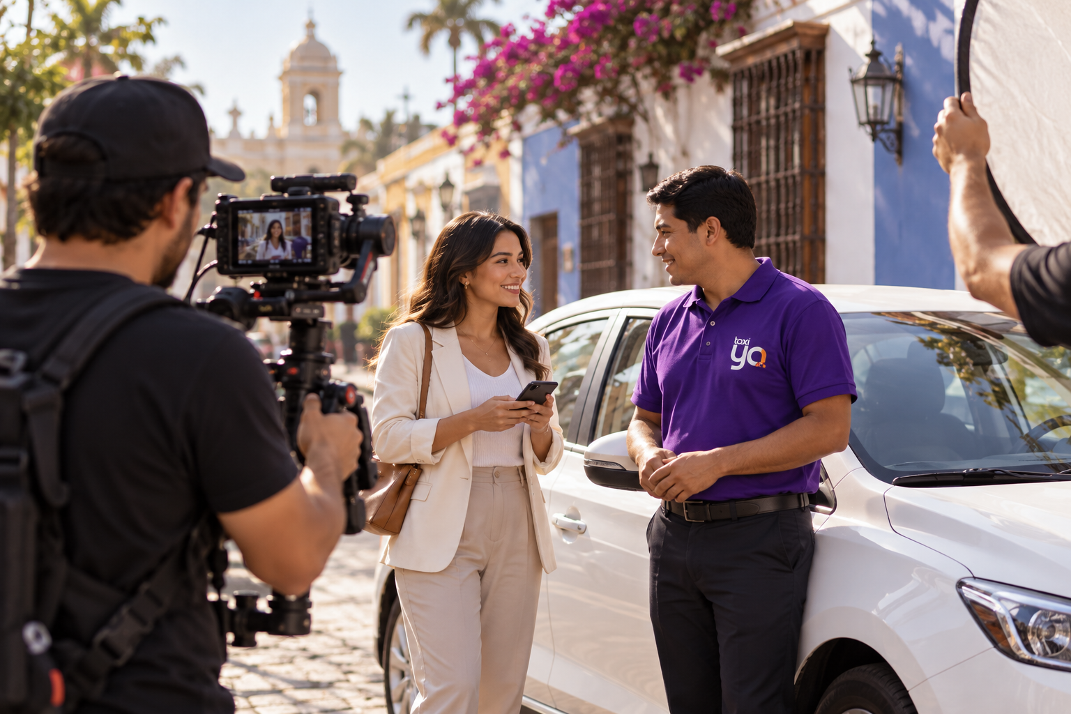 Rodaje de contenido de TaxiYa en una calle de Trujillo
