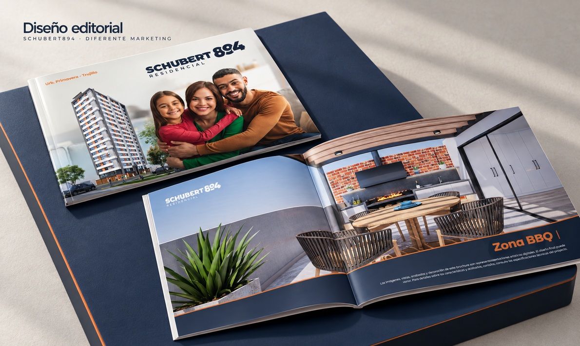 Brochure de Schubert 894 presentado en una mesa editorial