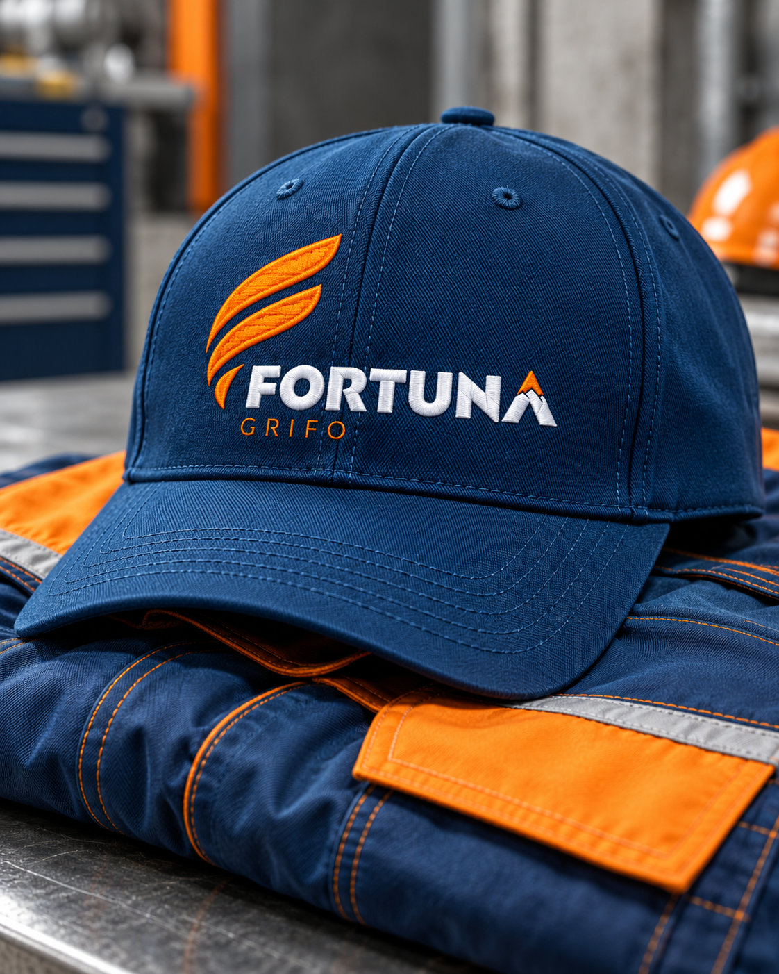 Gorra y prendas corporativas de Grifo Fortuna