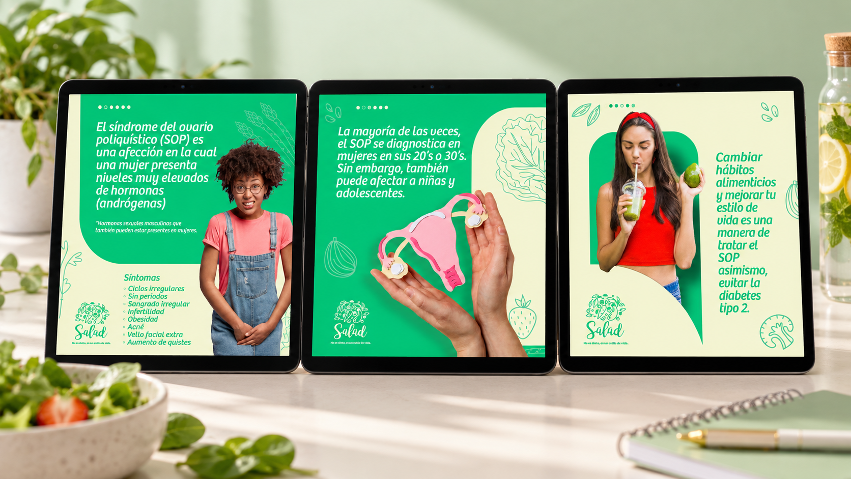 Carrusel digital SALAD en tres tablets