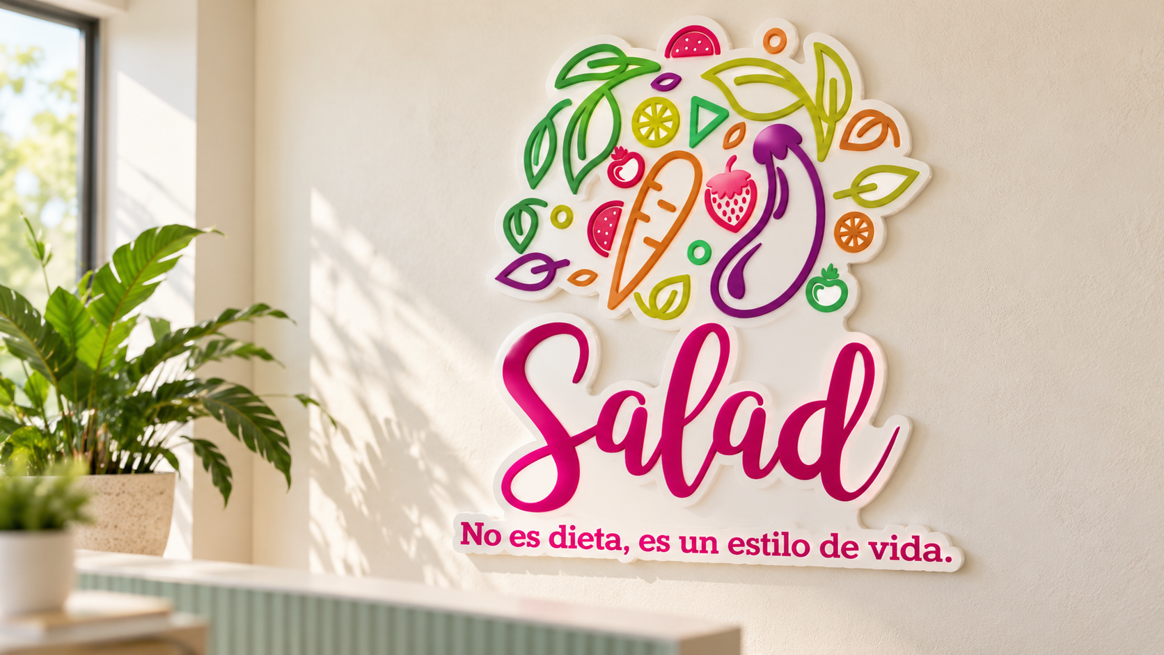 Logo Salad en recepción luminosa