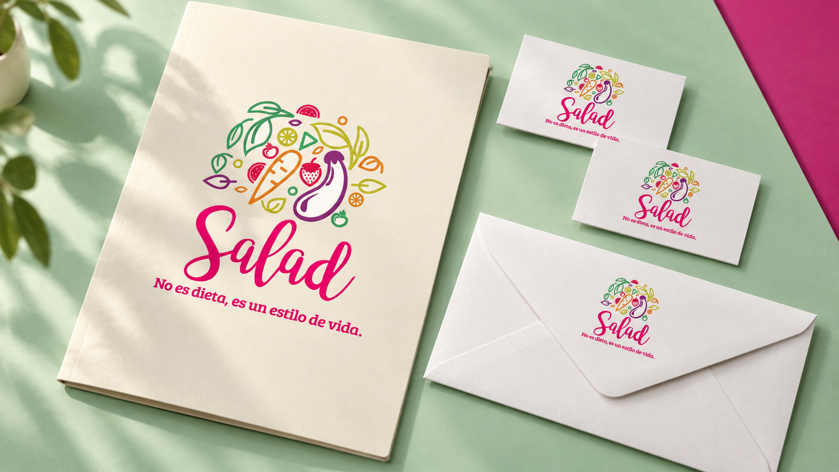 Papelería SALAD en escritorio menta