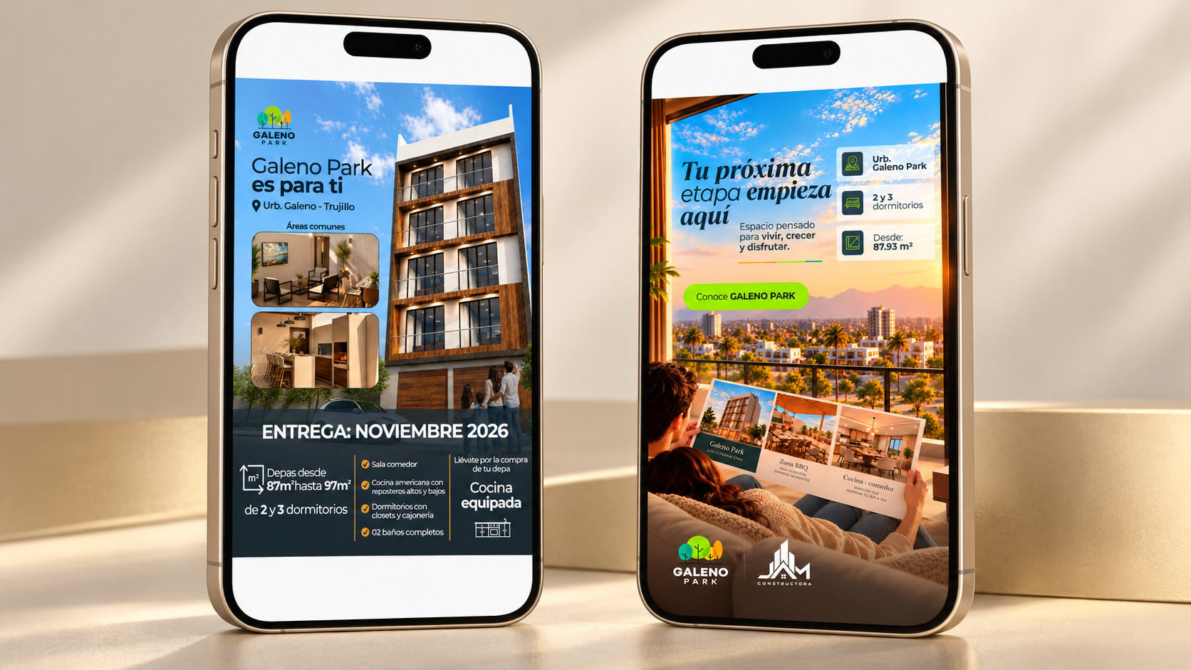 Portafolio premium en dos smartphones