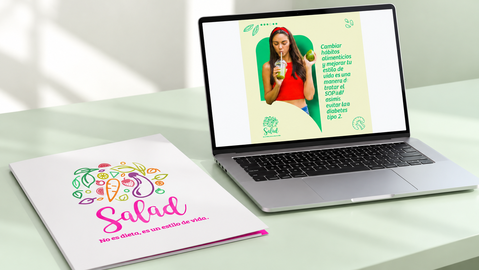 Portafolio Salad en mesa menta