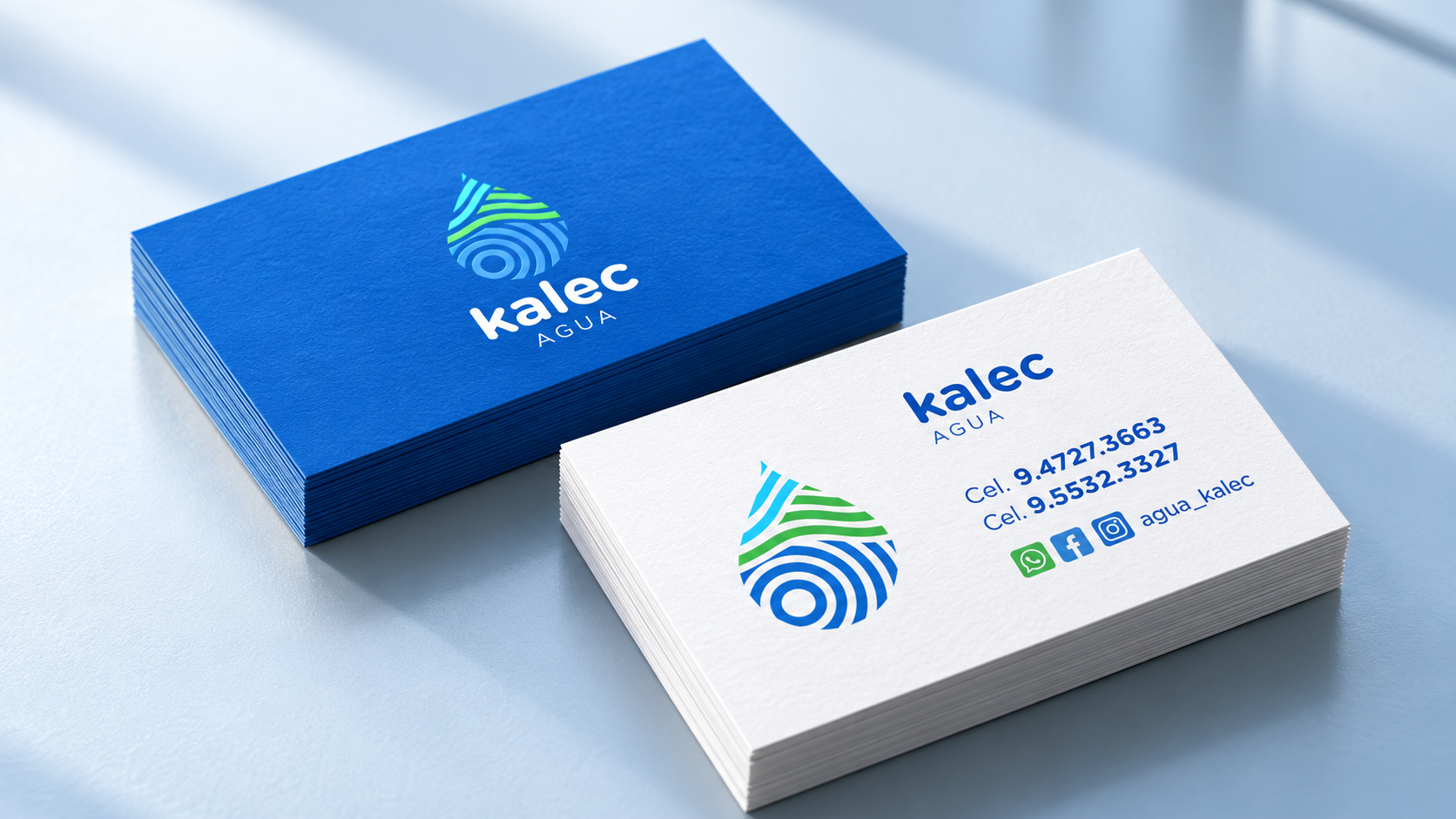 Tarjetas Agua Kalec, diseño premium