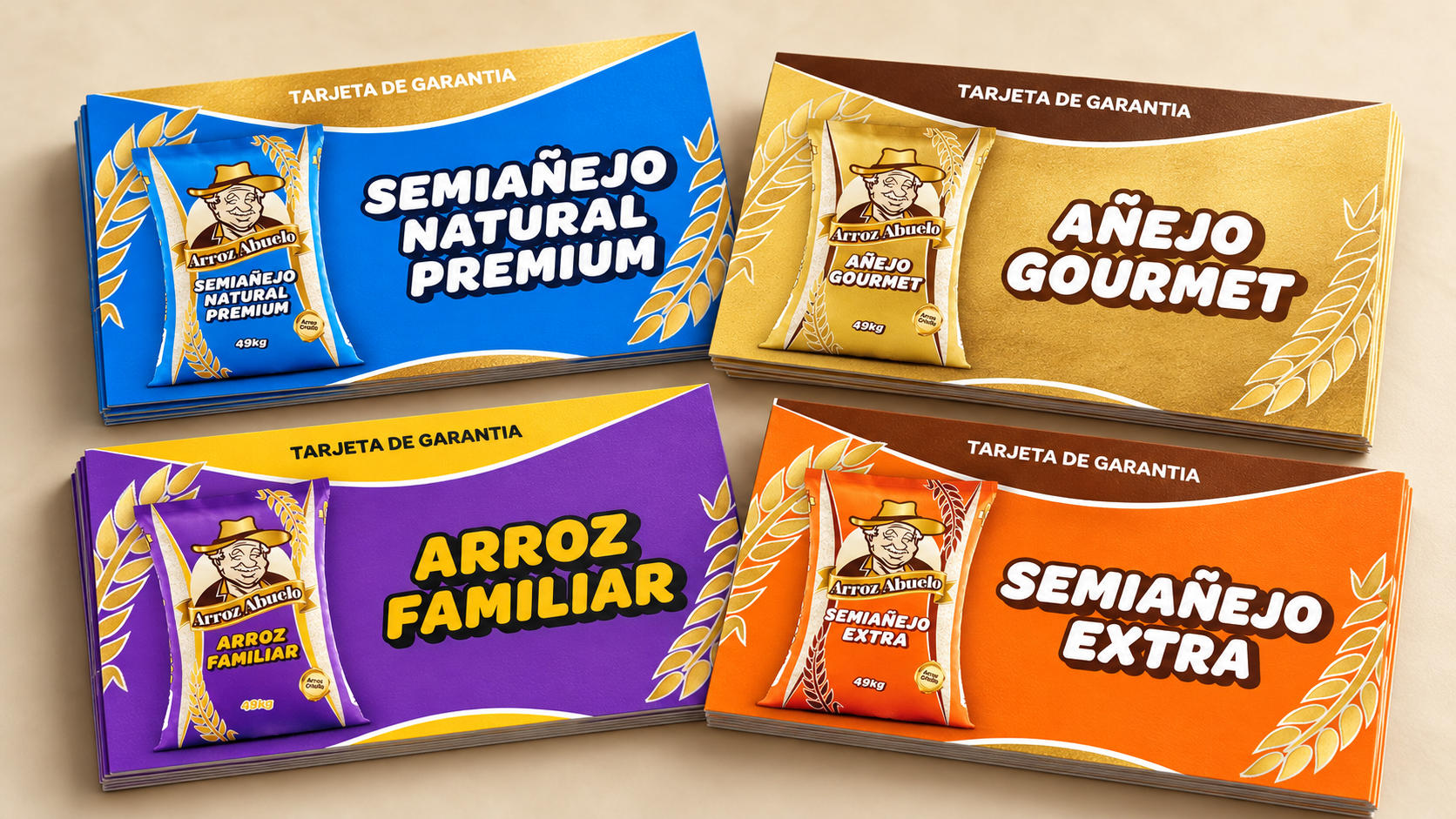 Tarjetas de garantía Arroz Abuelo en abanico-4