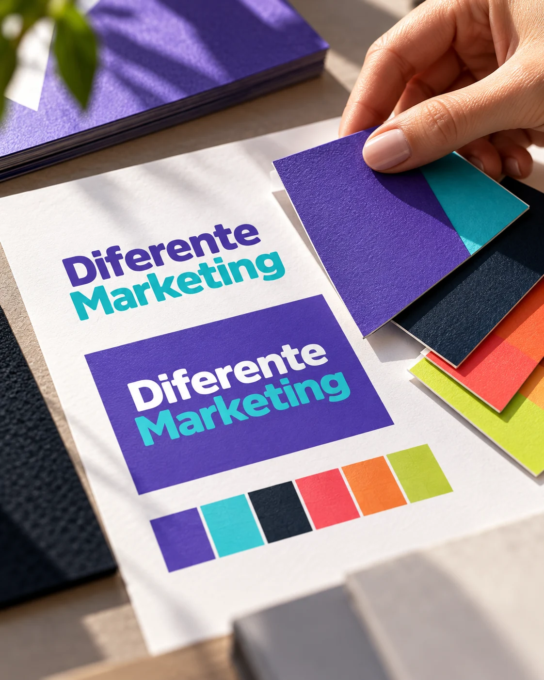 Muestras de color y materiales de identidad visual