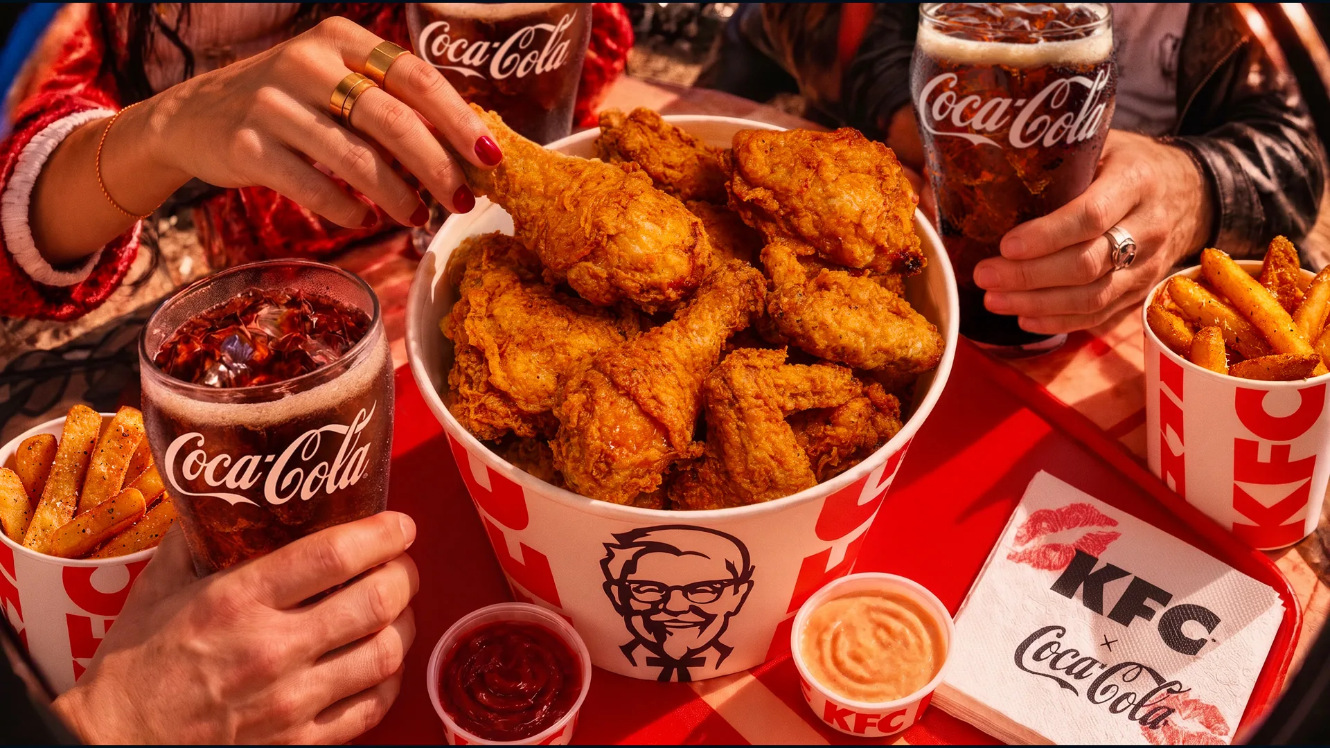 Imagen oficial del acuerdo entre KFC y Coca-Cola en Estados Unidos